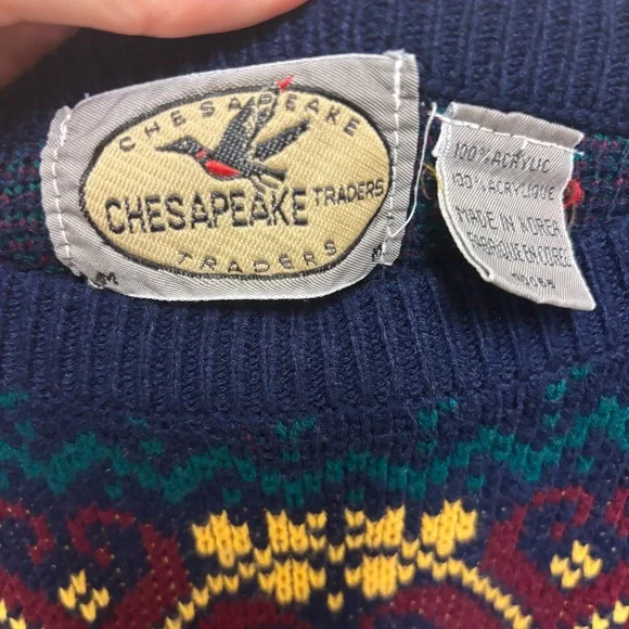 EUC Chesapeake Traders Fair Isle Sweater Size Medium Cabincore Mountains - Picture 3 of 6